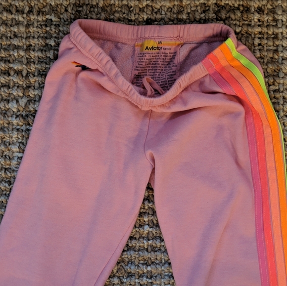 Aviator Nation pink sweatpants neon stripe - Picture 3 of 4